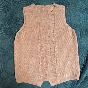 Sleeveless Knit Sweater Vest in Beige